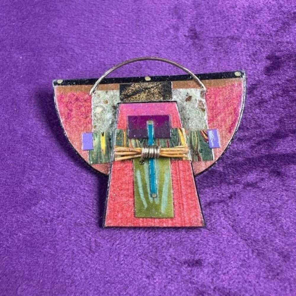 Vintage Artisan Brooch by Lau Vintage Signed